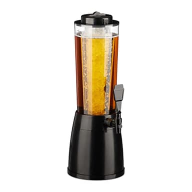 Relaxdays Spillatore di Birra da Tavolo, 2,5 Litri, con Scomparto Ghiaccio, Dispenser con Rubinetto, Trasparente Nero