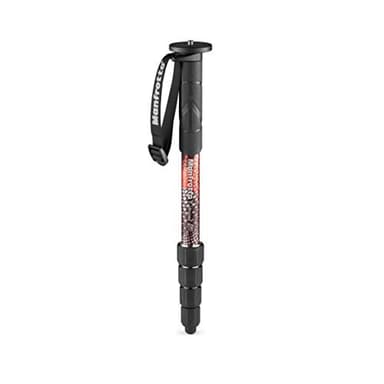 Manfrotto Element MII MMELMIIA5RD, Monopiede Alluminio 5 Sezioni Leggero da Viaggio, Rosso, Fascia da Polso, Impugnatura di Gomma, Twist Lock, Carico 15 kg, per Fotocamere Compatte, Mirrorless, Reflex