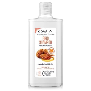 Omia, Fisio Shampoo Eco Bio con Mandorla di Sicilia per Capelli e Cute Sensibile, Formula Delicata, Shampoo per Lavaggi Frequenti, Senza Siliconi e SLES, Flacone da 200 ml