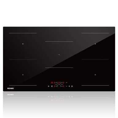 WEHIMO Piano cottura a induzione 5 Fuochi da Incasso, Piastra a Induzione 8600W, Piano Cottura 90cm, 9 Livelli di Potenza, Booster, Timer, Nero, 5 Zone