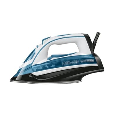 BLACK+DECKER BXIR2402E - Ferro da stiro a vapore, 2400W, colpo di vapore 140g/min, vapore continuo 0-30g/min, piastra in acciaio inossidabile, serbatoio 370 millilitri, ergonomico, plastica, blu