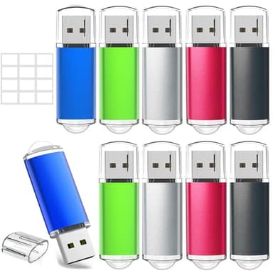 8GB Chiavetta USB 10 Pezzi Pen Drive 8GB WISEORANGE Metallo USB2.0 Unità Memoria USB per PC, Laptop,TV con Luce LED (10 colori)