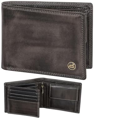 Fa.Volmer Portafoglio da uomo in pelle con protezione RFID – doppia cucitura extra stabile, 8+3 Card - Basalt Grey, schlanke Brieftasche, Classico