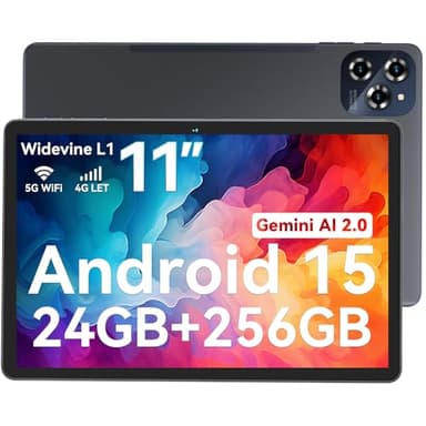 TABWEE Tablet Android 15 con Gemini AI, 24GB RAM+256GB ROM, Schermo 11 Pollici FHD, 4G LTE+5G WiFi, Octa Core Tablet Gaming, Batteria 8000mAh, Fotocamera AI 16MP+8MP, TÜV, GPS