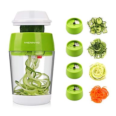MENNYO Tagliatelle di verdure, spiralizer Legume Spaghetti Mandolina Cucina, Affettatrice per zucchine, carote, tagliatelle di verdure, cetrioli (verde)