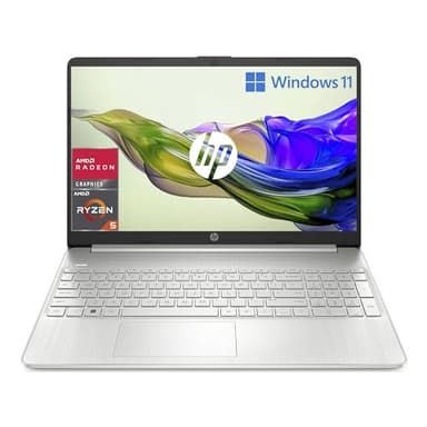 HP Laptop 15s-eq2115nl, AMD Ryzen 5-5500U, RAM 8GB DDR4, SSD PCle 512GB, AMD Radeon Integrated, Display 15,6" FHD, Antiriflesso, Slim, Wi-Fi, Webcam HD, Lettore di Schede, Windows 11, Argento, 15"