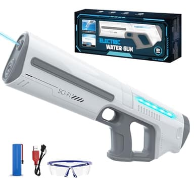 Skirfy Pistola ad acqua elettrica batteria, spruzzo 9 m, luce LED, assorbimento automatico