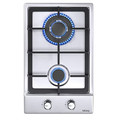 Piastra di Cottura a Gas a 2 Fuochi, Autosufficiente, Piano Cottura a Incasso, per Gas Naturale/Propano, Sicurezza Tramite termocoppia, Acciaio inossidabile