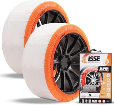 ISSE Super T 70 - Calze da Neve Omologate Italia EN 16662-1 – Catene da Neve Tessili Facili da Installare - Resistenti - Kit con 2 Calze da Neve e Guanti