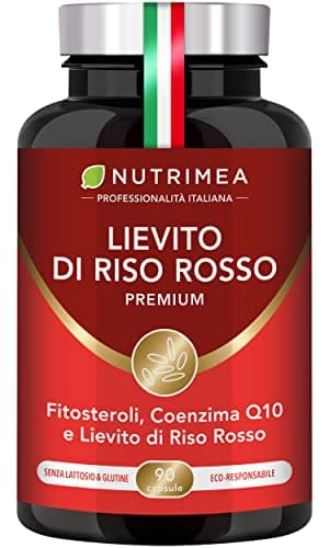 Lievito di Riso Rosso Premium | 2,8 Mg di Monacolina K | Con Coenzima Q10 e Fitosteroli di Pino Lipophytol® | Integratore per il Controllo dei Lipidi | 90 Capsule
