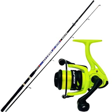 Kolpo combo Ottima Canna da pesca spinning due sezioni 60 gr 2.40mt +Kolpo Genio Mulinello 4000 con filo per pesca a spinning