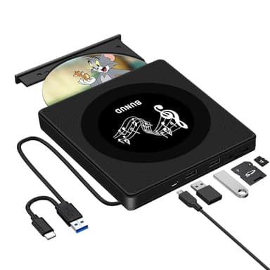 Lettore CD DVD esterno, USB 3.0 e tipo C CD/DVD +/-RW, masterizzatore portatile con SD/TF e 2 porte USB, lettore DVD ottico sottile per laptop, Mac, MacBook Pro Air, PC, Apple, iMac, Windows