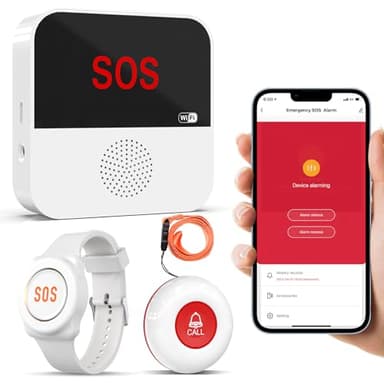ChunHee Salvavita Anziani Pulsante di Emergenza WiFi per Anziani, Braccialetto di Emergenza, Sistema di Allarme per Anziani, Pazienti, Disabili