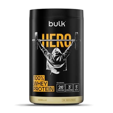Bulk Hero Whey Proteine in Polvere | Vaniglia | 910 g | 26g Proteine + 3g Creatina | 5g BCAA | Basso Zucchero | Assorbimento Rapido | Isolato, Idrolizzato & Concentrato