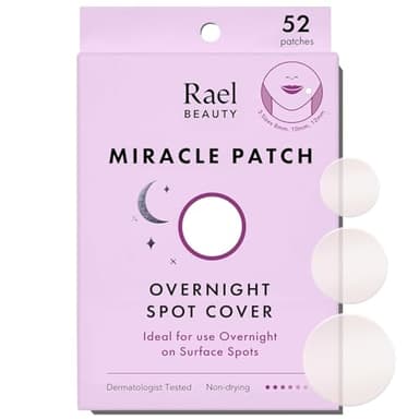 Rael Miracle Notte Patch Brufoli - Idrocolloide Pimple Patches, Cerotti Brufoli Viso, Anti Acne, Adesivo Extra, 3 Taglie (52 Pezzi)