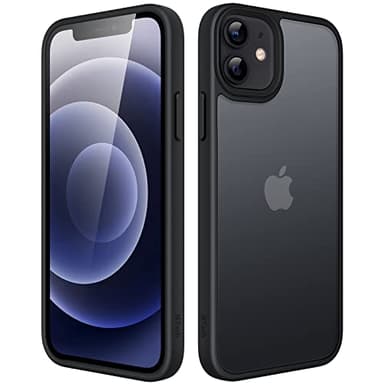 JETech Cover Opaca per iPhone 12/12 Pro 6,1 Pollici, Protezione Anticaduta Antiurto di Grado Militare, Custodia Posteriore Glassata Traslucida, Anti-Impronte (Nero)