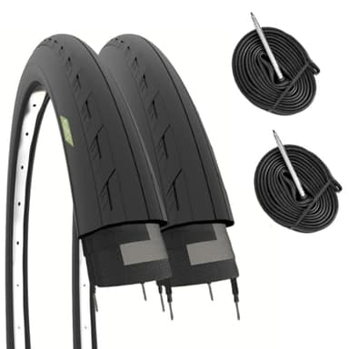 ECOVELO 2 COPERTONI 700 X 25C (25-622) + CAMERE PNEUMATICI NERI PER BICI DA CORSA ROAD BIKE STRADA BICICLETTA