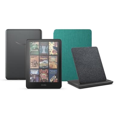 Kindle Paperwhite Signature Edition (versione 2024) da 32 GB senza pubblicità, una copertura in tessuto Amazon e un dock di ricarica wireless Made for Amazon