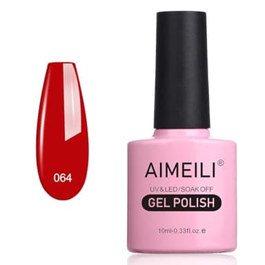 AIMEILI Smalto Semipermente per Unghie in Gel UV LED Smalti per Unghie Colori per Manicure Rosso - Pillar Box Red (064) 10ml