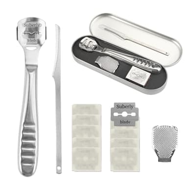 Credo Per Pedicure, Tagliacalli In Acciaio Inossidabile, Professionali Raschietto Per Piedi, Kit Per Pedicure Raschietto, Calli Piedi Rimozione, Taglia Calli e Duroni con Custodia e 10 Lame, Argento