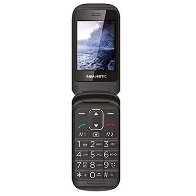 Majestic TLF SILENO 50R FLIP – Senior phone con doppio display TFT a colori, bluetooth, fotocamera, flip attivo,torcia LED, tasto SOS, Base di ricarica, Nero