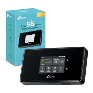 TP-Link M8550 Saponetta WiFi 5G, Router 5G, WiFi 6E AXE3600Mbps Tri-Band, DL 3400Mbps/UL 900Mbps, Batteria da 4700mAh, Porta WAN/LAN Gigabit, Touchscreen, Supporta fino a 32 Dispositivi, VPN Wireguard