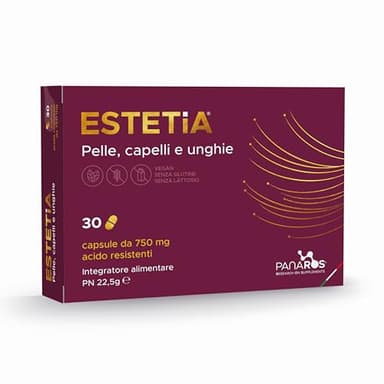 ESTETiA Integratore Capelli E Unghie, Antietà E Anticaduta | Integratore Per Capelli E Integratore Unghie, Contribuisce Alla Formazione Di Collagene | Alta Concentrazione E Assorbimento | 30 Capsule
