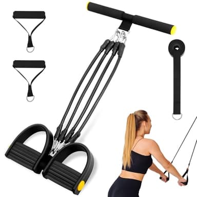 flintronic Multifunzione Elastici Fitness a 4 Tubi, Elastico Fitness con 4 Livelli di Resistenza, 100lbs Allenatore Addominale, Estensore per Tutto il Corpo per Sit-Up Pilates Yoga Fitness Crossfit