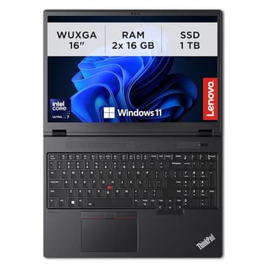 Lenovo - Workstation Mobile 16 Pollici ThinkPad P16v Gen 2, Laptop Professionale Windows 11 Pro, Intel Core Ultra 7 155H, RAM 2x16GB DDR5, 1TB SSD NVMe - Computer NVIDIA RTX 500 Ada, USB-C e HDMI