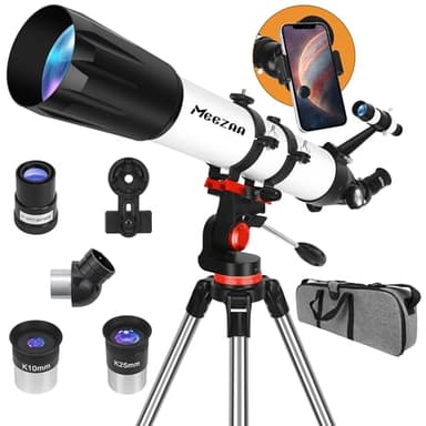MEEZAA Telescopio, Telescopio Astronomico Professionale Potente per Adulti, 90 mm Apertura 800 mm AZ Mount Telescopi Rifrattori Portatile per Bambini e Principianti per Osservare la Luna e Pianeti