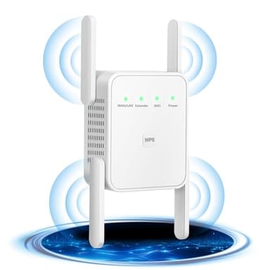 2025 Ripetitore WiFi Potente per Casa, Amplificatore WiFi Facile da Configurare, Extender 300Mbps 2.4GHz con Porta LAN, Compatibile con Router e Modem(4 Antenne) (2024-White)