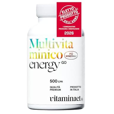 Multivitaminico Completo con Minerali (Dura 1 anno e 4 mesi) 500 Compresse Super Assorbibili Grazie al Processo Avanzato di Micronizzazione, Massimo Dosaggio di Vitamine, Utile Per Tutta la Famiglia.