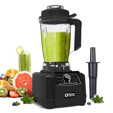 Kitchen in the box Frullatore Elettrico, Frullatore Professionale 1500W 2HP 2L, Grande Capacità Senza BPA, Potente Regolazione Libera della Velocità per Smoothie, Ghiaccio e Frappè (Nero)