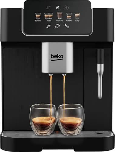 Beko - CEG7302B - Macchina Caffè Automatica con Cappuccinatore, Digitale, Preinfusione automatica, Pressione 19 bar - Nera, 27,5 x 40,5 x h34 cm