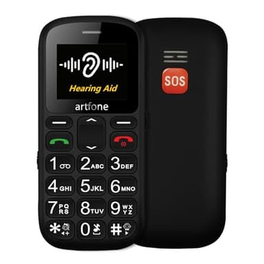artfone CS181 Nero - Telefono Cellulare per Anziani con Tasti Grandi丨Funzione SOS丨Chiamata Rapida丨USB - C丨Funzione di orario丨1.8" Display丨Doppia SIM GSM Cellulare senior丨Aiuto auditivo丨FM Radio丨Torcia