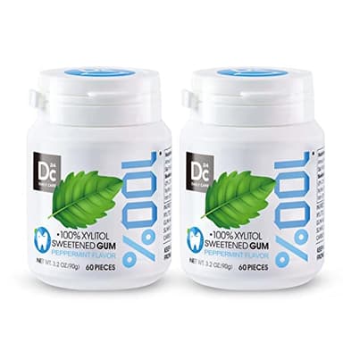 DC24 DAILY CARE Gomma 100% Xilitolo, Senza Aspartame, Gomma da masticare alla menta senza zucchero, Aromi Naturali, Senza Glutine, Vegan, 60 Pezzi, Confezione da 2