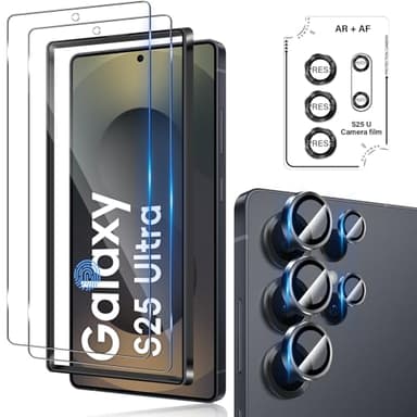 Funrae Pellicola Vetro Temperato per Samsung Galaxy S25 Ultra 5G, con Protezione Lente Fotocamera [2+1 PCS], 0,33mm Ultra Trasparente [Durezza 9H ] Protezione Schermo Pellicola Protettiva