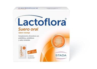 Lactoflora, Siero orale, integratore alimentare con probiotici, prebiotici e sali minerali, idratazione ed equilibrio digestivo, 6 buste sapore arancione, 10 g (confezione da 1)