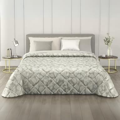 MAXIME MAISON - Trapunta Invernale Matrimoniale 260x260cm in Raso Jacquard, Piumone Matrimoniale Invernale (300gr/mq) Copriletto in Pregiato Raso Jacquard Made in Italy, Shell Grigio