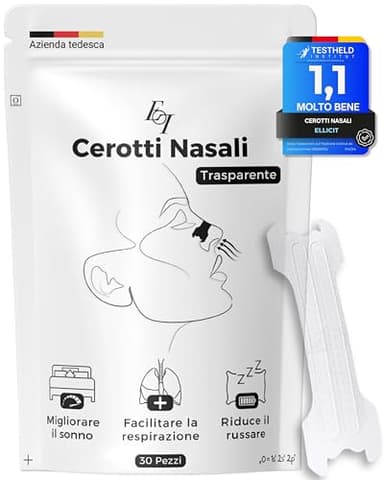 Ellicit Cerotti Nasali, 30 cerotti naso di qualità superiore, cerotti per non russare, tenuta extra per una migliore qualità del sonno, Alivia la congestione nasale, nasal strip [univ.] (Trasparente)
