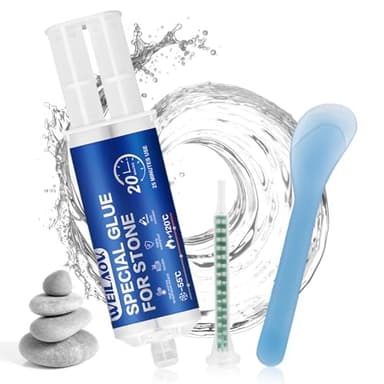 WEILAOK Colla per Ceramica, Marmo e Vetro, Bicomponente per l'Incollaggio di Varie Lavorazioni della Pietra, Trasparente, 50 ml