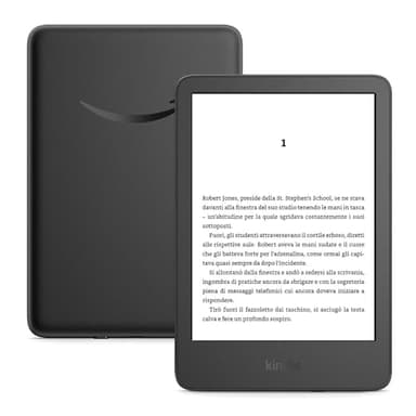 Amazon Kindle (16 GB)| Il più leggero e compatto, con schermo antiriflesso, cambio pagina più rapido, illuminazione frontale regolabile, batteria di lunga durata| Con pubblicità| Nero