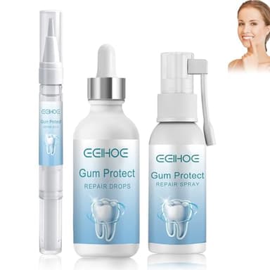 Gel Gengivale + Gocce per La Crescita Delle Gengive + Spray Trattamento dei Denti,per Gengive Infiammate e Ritirate,Riparatore Gengive Infiammate