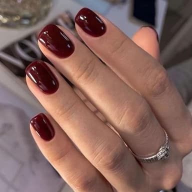 LunarCharm 24 pezzi unghie a pressione bordeaux, extra corte, gelatina, unghie artificiali riutilizzabili rotonde lucide, set di manicure per donna