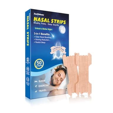 ZenithHome Cerotti Nasali, 50 Pezzi Cerotti per non Russare, Anti Russamento Uomo e Donna, Cerotti Nasali Respira Bene Antirussamento, Alleviare la Congestione Nasale, Respirare Meglio dal Naso,Sonno