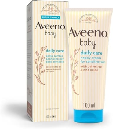 Aveeno Baby Daily Care Pasta Cambio Pannolino, Crema cambio pannolino per neonati e bambini, Crema Ossido di Zinco ed Estratto di Avena protettiva per un sollievo immediato, 100 ml