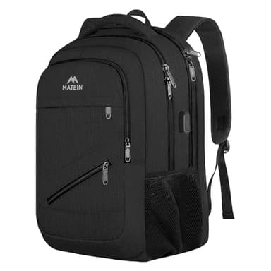 MATEIN Zaino Porta PC, 17 Pollici Zaino Uomo Lavoro con Porta di Ricarica USB, Grande Impermeabile Zaini per Scuola Università Ufficio Viaggio TSA, Nero