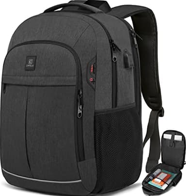 Cafele Zaino del computer portatile, grande TSA 17,3 pollici di viaggio portare su zaino, Borsa per studenti universitari con porta USB, zaino della scuola per adolescenti Uomini Donne, grigio