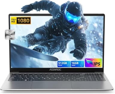 2025 ACEMAGIC PC Portatile,Twin Lake-N150 Fino a 3.6GHz,15,6" FHD Notebook,RAM 16GB SSD 512GB,2.4G/5G WiFi,BT5.0,Type_C, USB3.2,HDMI,Ad alte prestazioni Computer,Guscio Metallico Laptop