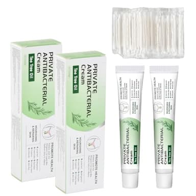 2 PCS Creme Intima Lenitiva Donna con 100 Bastoncini di Cotone, Crema Lenitiva per Prurito e Bruciore Intimo, Crema Antiprurito Intima, Crema Cura Prurito Intimo, Formula Delicata (Verde)